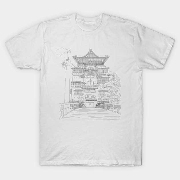 Bath House Japanese Anime Illustration T-Shirt by RetroGeek